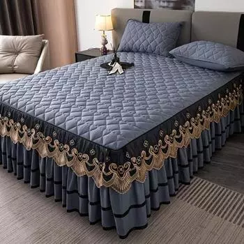 Роскошный комплект постельного белья высокого класса из 3 предметов, мягкий, удобный, дышащий, однотонный, на клипсе, хлопковое постельное белье, юбка, стильный комплект защиты для матраса 120cm*200cm красный