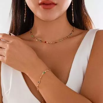 Роскошный комплект украшений из цветной кристаллической цепочки для женщин, модный ручной работы, длинная подвеска с кисточками, серьги-подвески, браслеты с подвесками на ключицу, комплекты украшений