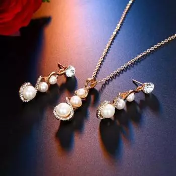 Роскошный комплект ювелирных изделий, романтические висячие серьги, ожерелье с имитацией жемчуга, очаровательное свадебное украшение серебряный