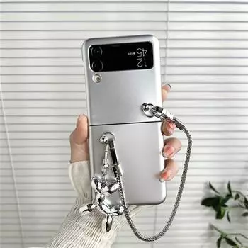 Роскошный корейский металлический браслет, матовый чехол с подвеской в виде щенка для Samsung Galaxy Z Flip 3 5g Z Flip3 Zflip3 Flip 4, чехол Samsung Z Flip 4