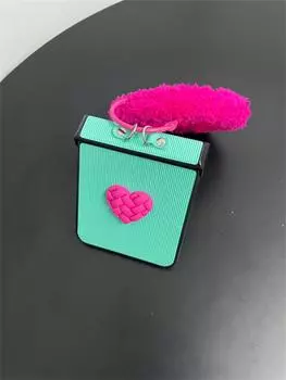 Роскошный корейский плюшевый браслет с кольцом и полосками, чехол с 3d плетением в виде сердца для Samsung Galaxy Z Flip4 Z Flip 3 4 5g Z Flip3 Zflip3, чехол Case & Strap