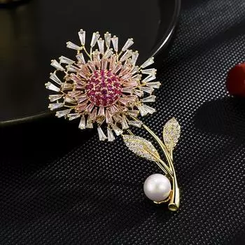 Роскошный корсаж с подсолнухом Aaa + циркон персонализированная атмосферная медная позолоченная брошь-растение