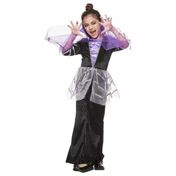 Роскошный костюм вампира для девочек, длинное платье на Хэллоуин, детское готическое платье с летучей мышью-вампиром S