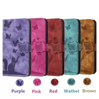 Роскошный кожаный 3D-тиснение линий, сплошной цвет, чехол-кошелек для телефона, подставка для книг для iPhone, Samsung, Xiaomi, Oppo, держатель для магнитных карт, милая сумка с откидной крышкой для девочек iPhone 11 красный