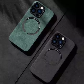 Роскошный кожаный автомобильный магнитный держатель для телефона чехол для iPhone 15 14 13 12 11 XS X XR Pro Max Plus Magsafe Wireless Charge Cover For iPhone 14