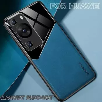 Роскошный кожаный автомобильный магнитный защитный чехол для Huawei Pura 70 Ultra P60 P50 P40 P30 Mate 60 50 40 30 20 Защитный противоударный защитный чехол For Mate 30 Pro чёрный