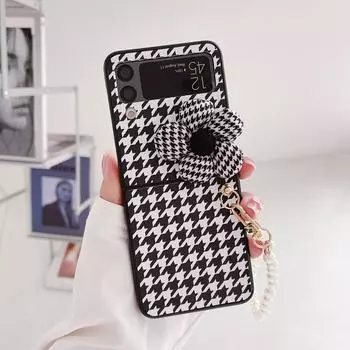 Роскошный кожаный браслет-цепочка с 3d цветком и жемчугом, чехол для телефона Samsung Galaxy Z Flip 3 5g Flip3 Zflip 3 Z Flip 4, чехол Fundas Capa For Galaxy ZFlip 4