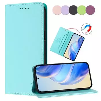 Роскошный кожаный чехол для Blackview Wave 6C/Shark 8/Oscal Modern 8/A53/A52 Pro RFID-блокировка слотов для карт Магнитная подставка для притяжения Ударопрочный откидной чехол RedMi K50i чёрный