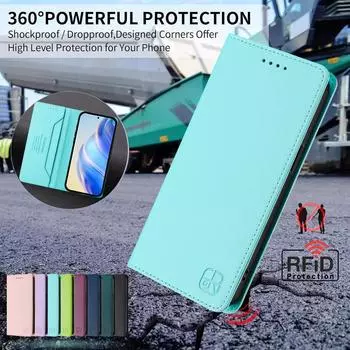 Роскошный кожаный чехол для BLU G64 G54 K50 C9 View5 View Speed 5G B1550VL RFID-блокировка слотов для карт Магнитная подставка для притяжения Ударопрочный откидной чехол BLU Bold K50 светло-фиолетовый