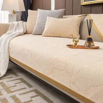 Роскошный кожаный чехол для дивана в скандинавском стиле, современный нескользящий диван на четыре сезона, подушка для дивана, позолоченный мраморный узор, золотой атласный край, чехол, полотенце 70x70cm 1pcs