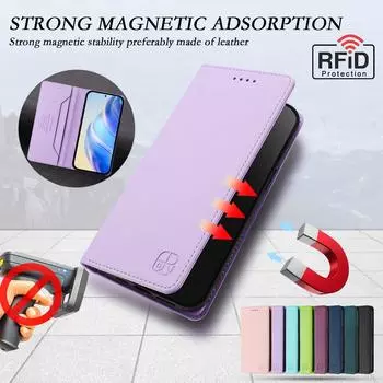 Роскошный кожаный чехол для Fujitsu Arrows We2 Plus/F-51E/Arrows We2/F-52E RFID-блокировка слотов для карт Магнитная подставка для притяжения Ударопрочный откидной чехол Fujitsu Arrows We2/F-52E светло-фиолетовый