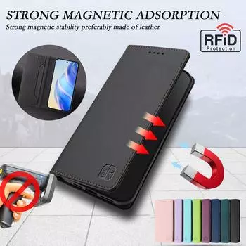 Роскошный кожаный чехол для Google Pixel 9 Pro XL 8A 7A 6A 5A Pixel8 Pixel7 Pixel5 RFID-блокировка слота для карт Магнитная подставка для притяжения Ударопрочный откидной чехол Google Pixel 9A светло-фиолетовый