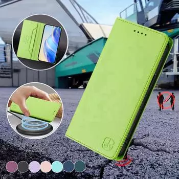 Роскошный кожаный чехол для INFINIX Zero40/Smart9/Hot 50i/Note 40 40X/HOT20 RFID-блокировка слотов для карт Магнитная подставка для притяжения Ударопрочный откидной чехол Infinix Hot 40i 4G темно-фиолетового