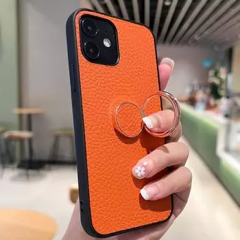 Роскошный кожаный чехол для iPhone 14, 13, 12, 11 Pro Max Plus, противоударный чехол для телефона с кольцом, магнитная подставка для iPhone11, iphone12, iphone13, iphone14 For iPhone 11 Pro Max чёрный