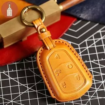 Роскошный кожаный чехол для ключей HALLMO для Cadillac «все включено» 4 buttons чёрный