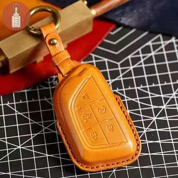 Роскошный кожаный чехол для ключей HALLMO для Cadillac 3D чёрный