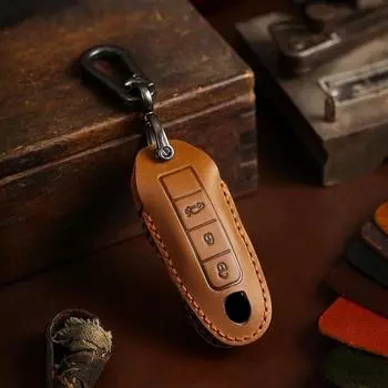Роскошный кожаный чехол для ключей HALLMO для Porsche Macan коричневый