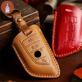 Роскошный кожаный чехол для ключей HALLMO ручной работы для BMW X1 X3 2 Buttons чёрный