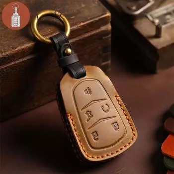 Роскошный кожаный чехол для ключей от машины для Cadillac Ct4 Ct6 Ct5 Xt4 Xt6 Atxl Xt5 4 buttons чёрный