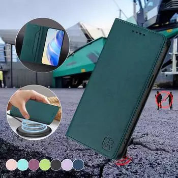 Роскошный кожаный чехол для OPPO Realme 14X/Realme C75 C61 C63/Realme12/Realme13 RFID-блокировка слотов для карт Магнитная подставка для притяжения Ударопрочный откидной чехол Realme 14X 5G Global чёрный