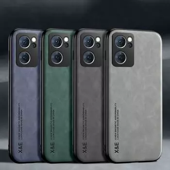 Роскошный кожаный чехол для OPPO RENO 7 8 Lite Pro 8T 6 5, чехол с металлической пластиной, автомобильный держатель для OPPO Find X5 Lite, чехол For Find X5 Lite светло-серый