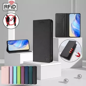Роскошный кожаный чехол для Samsung Galaxy M35 M55 M62 M15 M34 M54 M14 M52 M32 M53 RFID-блокировка слота для карт Магнитная подставка для притяжения Ударопрочный откидной чехол Samsung M04 4G/F04 4G трава зеленый