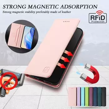 Роскошный кожаный чехол для T-Mobile Revvl 6 Pro 5G/Revvl 6/Revvl 7/Revvl 7 Pro RFID-блокировка слота для карт Магнитная подставка для притяжения Ударопрочный откидной чехол T-Mobile Revvl 6X Pro 5G светло-фиолетовый