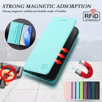 Роскошный кожаный чехол для TCL 50 Pro NxtPaper/40XL/30T (Т603ДЛ)/50 XL/TCL 501 RFID Блокировка слотов для карт Магнитная подставка для притяжения Ударопрочный откидной чехол TCL 305/306/30 SE/AL02 светло-фиолетовый