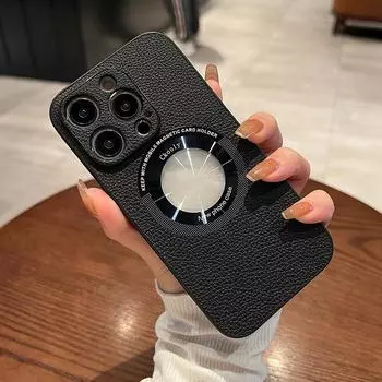 Роскошный кожаный чехол для телефона Magsafe с беспроводной зарядкой для Iphone 14 13 12 11 Pro Max Plus, магнитный силиконовый жесткий чехол for iphone 11 pro красный