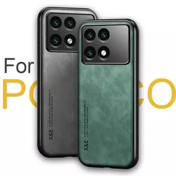 Роскошный кожаный чехол для телефона POCO F6 Pro X6 X5 X4 GT X3 NFC M4 M3 F5 F4 F3 M5 овчина ударопрочный бампер твердый задний текстурированный полный защитный чехол F3&Case for POCO серый