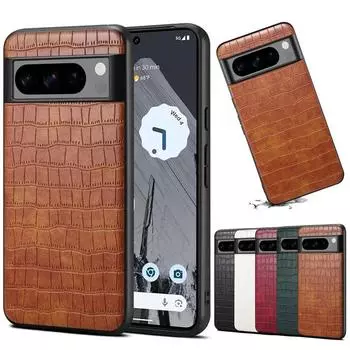 Роскошный кожаный чехол для телефона с крокодиловым узором для Google Pixel 9 8 7 6 Pro, противоударная задняя крышка для Google Pixel 8A 7A 6A, противоударный Pixel 8A чёрный