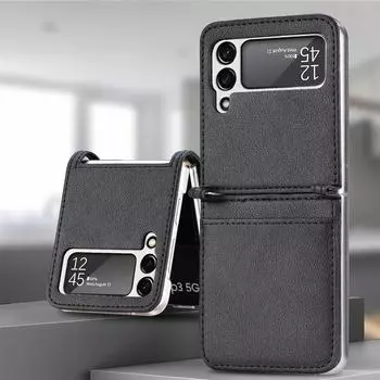 Роскошный кожаный чехол для телефона с защитой от царапин для Samsung Galaxy Z Flip 4 5g Flip4 Flip 3 Flip3 Zflip4, чехол с слотом для карт for samsung z flip розового золота