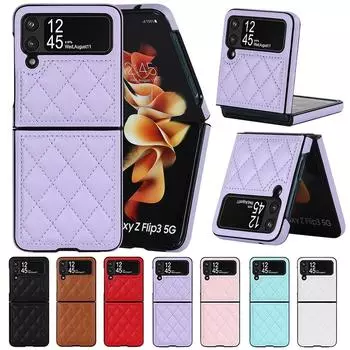 Роскошный кожаный чехол для телефона Samsung Galaxy Z Flip 5, чехол Z Flip 4, чехол Z Flip 3 Galaxy, защитный чехол со складным экраном Samsung Z Flip 3 красный