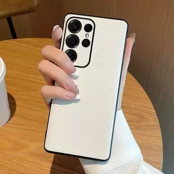 Роскошный кожаный чехол для телефона Samsung S25 ultra/s25plus/S25-кожаный ПВХ-чехол с защитой от ударов и падений, с рисунком личи Samsung Galaxy S25 чёрный