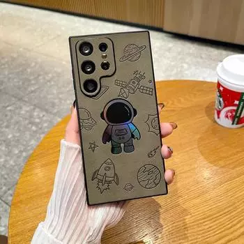 Роскошный кожаный чехол для телефона Spaceman для Samsung Galaxy S25 Ultra Матовый мягкий всесторонний чехол для камеры Чехол для телефона For Samsung S25Ultra