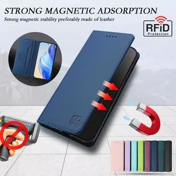 Роскошный кожаный чехол для Ulefone Note 16 Pro/Note 20 Pro/Note 18 Ultra/Note 14 RFID-блокировка слотов для карт Магнитная подставка для притяжения Ударопрочный откидной чехол Ulefone Note 16 Pro светло-фиолетовый