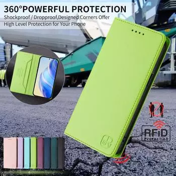 Роскошный кожаный чехол для UMIDIGI Bison X20/UMIDIGI G9/UMIDIGI A15 A15C A15T RFID-блокировка слотов для карт Магнитная подставка для притяжения Ударопрочный откидной чехол UMIDIGI Note 90 светло-фиолетовый
