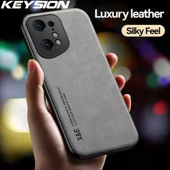 Роскошный кожаный чехол KEYSION для OPPO Find X5 Pro X5 Lite, силиконовый + противоударный чехол для задней панели телефона из ПК для OPPO Find X3 X3 Pro X3 Lite for OPPO Find X5 синий