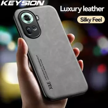 Роскошный кожаный чехол KEYSION для OPPO Reno11F 5G, силиконовый + ПК, противоударная задняя крышка для телефона OPPO Reno 11F 5G for OPPO Reno11 F 5G синий