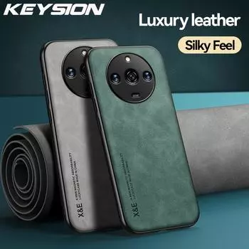 Роскошный кожаный чехол KEYSION для Realme 11 Pro 5G, мягкий силикон + противоударная задняя крышка для телефона из поликарбоната для OPPO Realme 11 Pro + Plus for Realme 11 синий