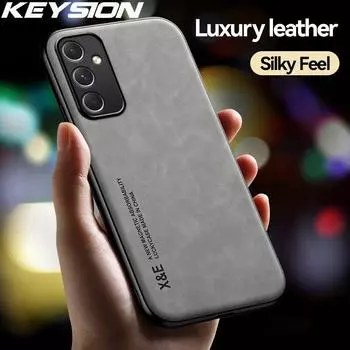 Роскошный кожаный чехол KEYSION для Samsung A55 5G A35 A25 A15 4G A05, мягкий силикон + противоударная задняя крышка для телефона из ПК для Galaxy A05S for Samsung A05S синий