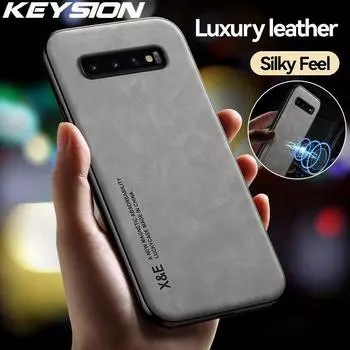 Роскошный кожаный чехол KEYSION для Samsung S10 Plus S10 + S10e S9 + S8 Plus, силиконовый противоударный чехол для задней панели телефона Galaxy Note 9 8 for Samsung S10 синий
