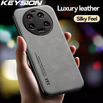 Роскошный кожаный чехол KEYSION для Xiaomi 13 Ultra 5G 13 Pro, силиконовый противоударный чехол для задней панели телефона Xiaomi 13 Ultra 13 Lite 5G for Xiaomi 13 Ultra синий