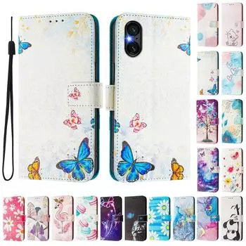 Роскошный кожаный чехол-книжка Butterfly Family с росписью для Sony Xperia 5 IV / 10 IV, Xperia 1 V / 5 V / 10 V, Xperia 1 VI, 5 VI, 10 VI. Sony Xperia 5 IV разноцветный