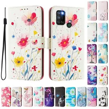 Роскошный кожаный чехол-книжка с цветочным рисунком для Oppo A72/A52/A92 4G,A36 4G,Reno 8/9,Realme 8/9/10/11/12... Oppo A72 разноцветный