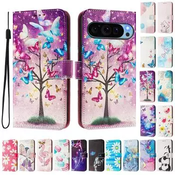 Роскошный кожаный чехол-книжка с рисунком бабочки в виде дерева для Google Pixel 5,5a 5G /6,6a,6 Pro/ 7,7a,7 Pro/ 8,8a,8 Pro /9,9 Pro,9 Pro XL Google Pixel 4a 5G разноцветный