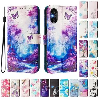 Роскошный кожаный чехол-книжка с рисунком «Лес бабочек» для Sony Xperia 5 IV /10 IV,Xperia 1 V / 5 V / 10 V,Xperia 1 VI,5 VI,10 VI Sony Xperia 5 IV фиолетовый