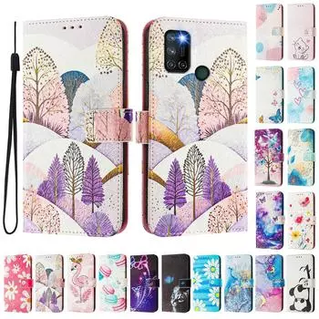 Роскошный кожаный чехол-книжка с рисунком в виде пейзажа для Oppo A72/A52/A92 4G,A36 4G,Reno 8/9,Realme 8/9/10/11/12... Oppo A72 разноцветный