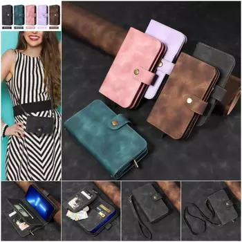 Роскошный кожаный чехол-кошелек на молнии для Samsung S23 S22 S21 Ultra S20 FE S10 S9 S8Plus A13 A23 A33 A53 A12 A22 A32 A52/Redmi Note 11 10 Poco X4 M4 Pro Samsung S8 коричневый