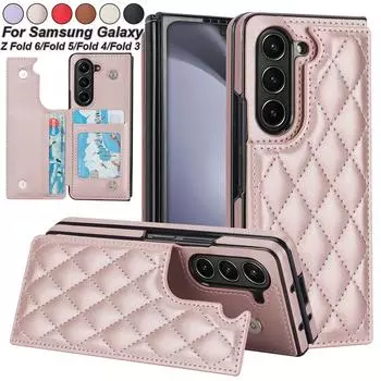 Роскошный кожаный чехол-кошелек с отделением для карт для Samsung Galaxy Z Fold 6 5 4 3 Galaxy Z Fold6 Fold5 Fold4 Fold3 Противоударный откидной чехол-подставка с карманом для карт Samsung Galaxy Z Fold 3 белый